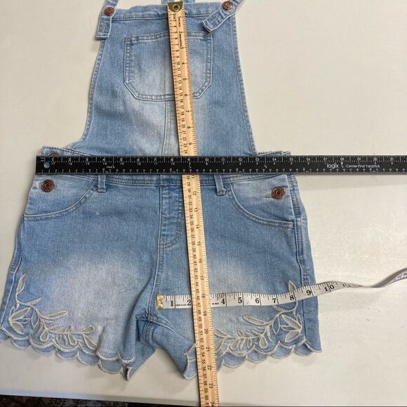 CAT & JACK, Juniors/Girls XL, Bib Overalls, Denim, Blue, Button Straps,4 Pockets - Picture 8 of 10